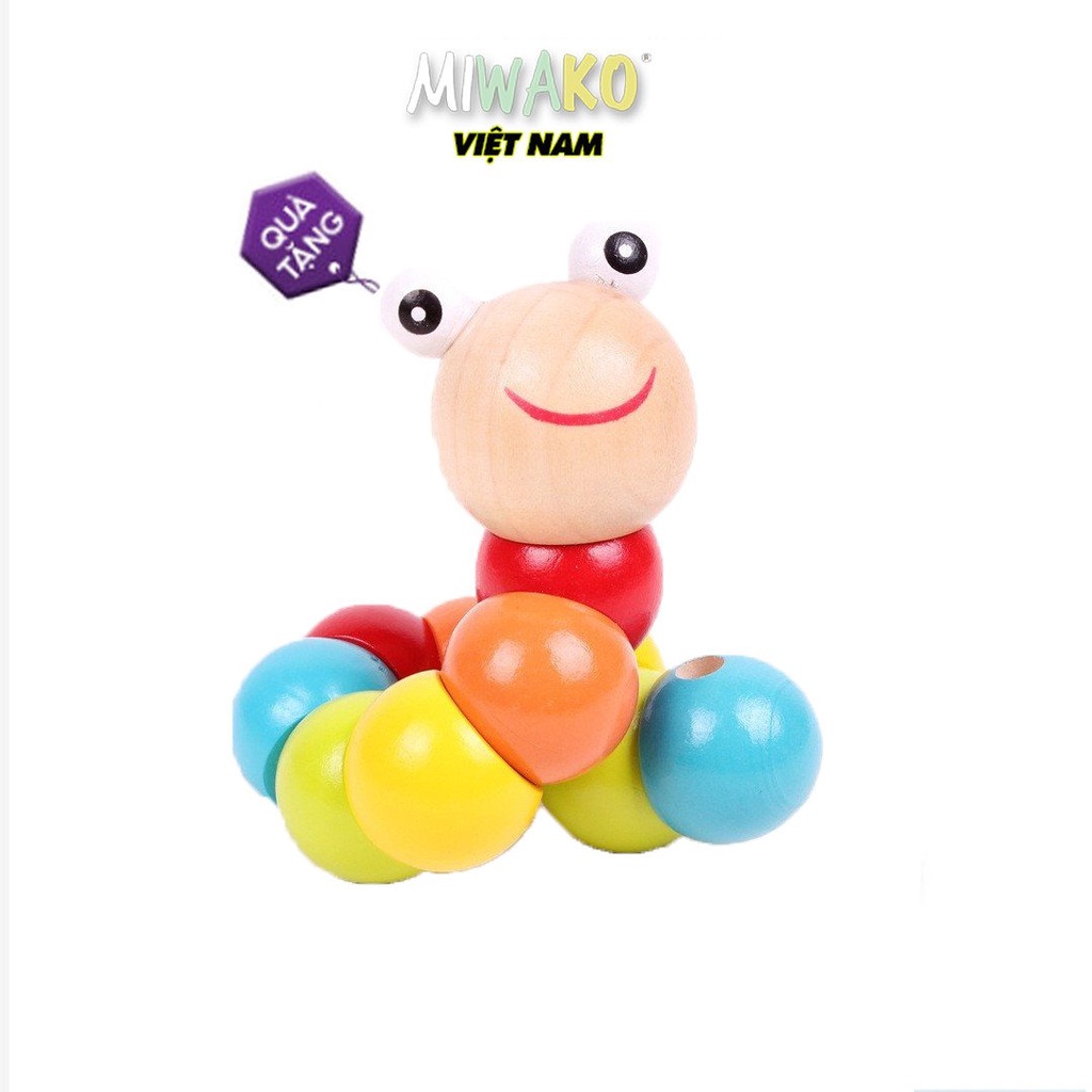 Đồ chơi con sâu gỗ uốn dẻo nhiều màu sắc đáng yêu cho bé - Miwako Official Store