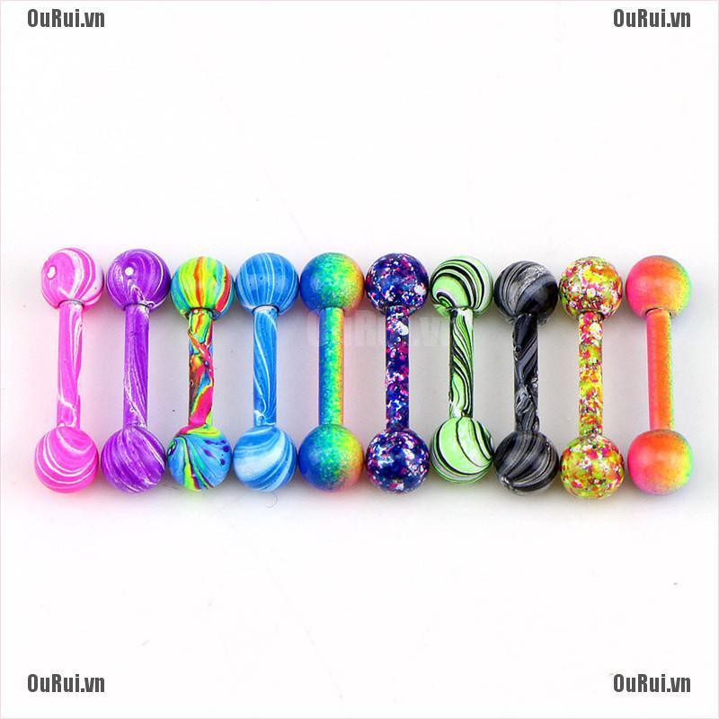 Bộ 10 Bông Tai Bằng Thép Không Gỉ Nhiều Màu Sắc Độc Đáo