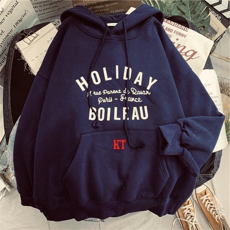 áo hoddie nỉ bông holiday, áo hoodie nỉ to rộng