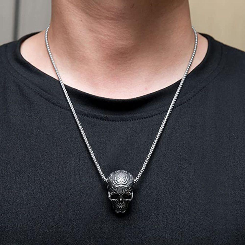 Vòng cổ Inox Hình Đầu Lâu VANES1 Phong Cách Boho Sáng Tạo Cho Nam