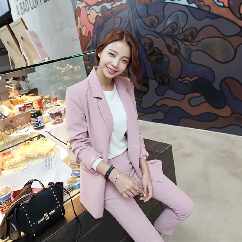 Ảnh thật 4 hình cuối-Set áo blazer kèm quần Âu style Hàn Quốc