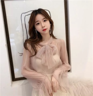 Áo voan cổ nơ