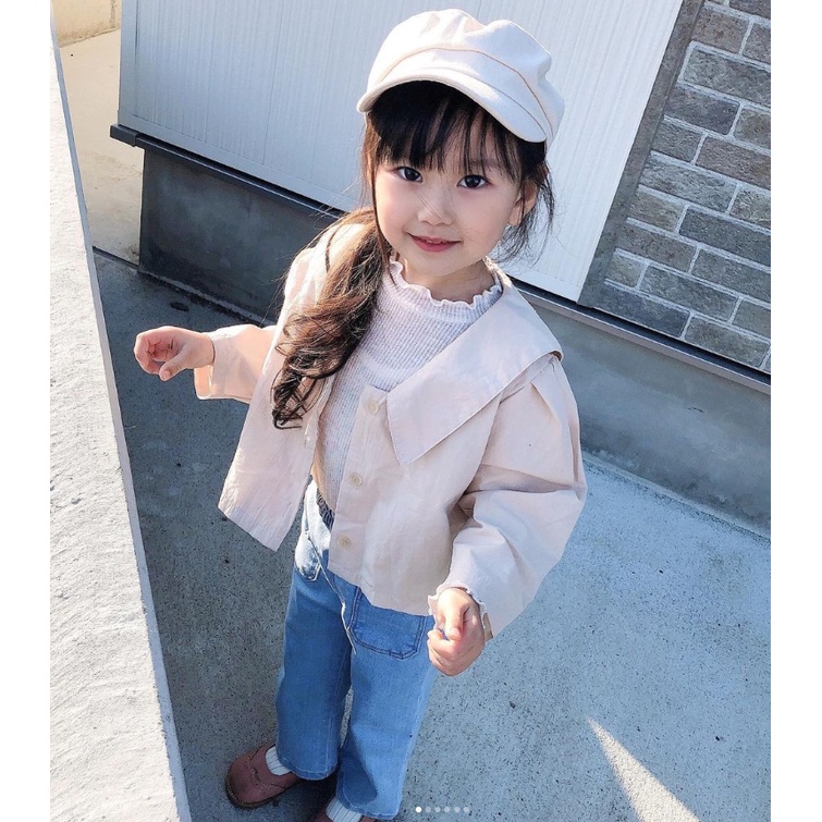 Áo len cho bé mỏng cổ bèo made in Korea vintage Hàn Quốc cho bé gái 10-20kg thời trang trẻ em BABYKOREA