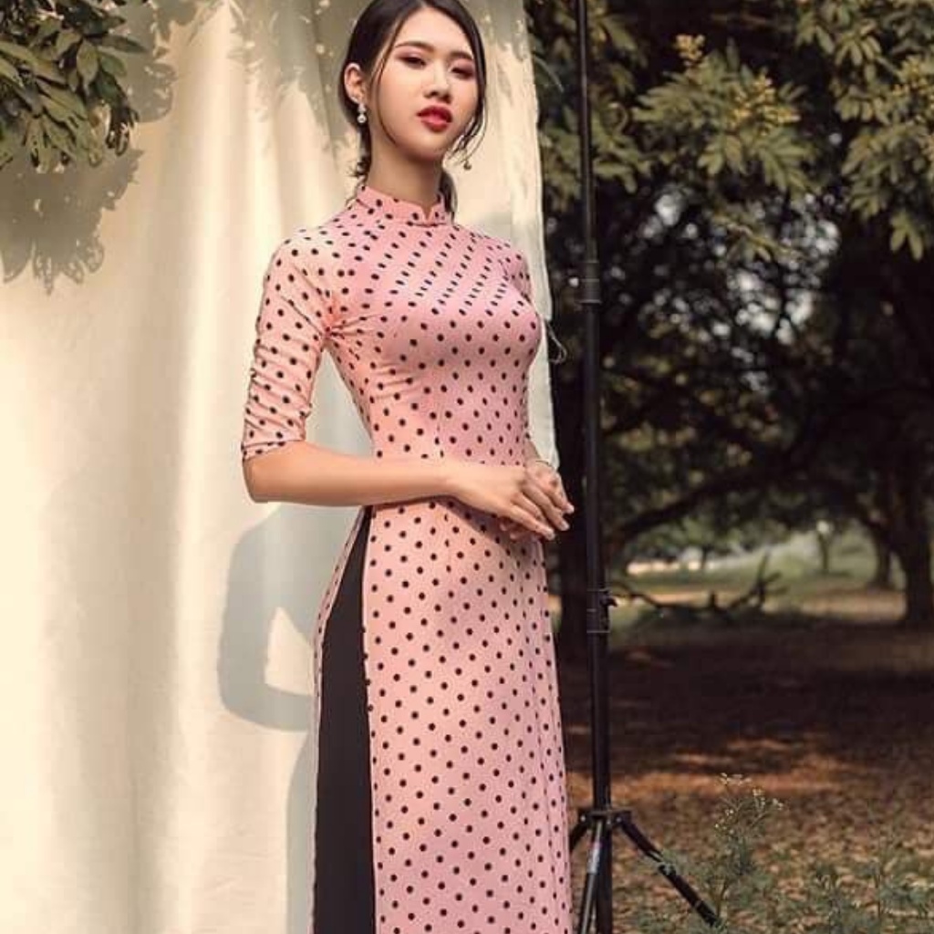Áo dài chấm bi thời trang may sẵn