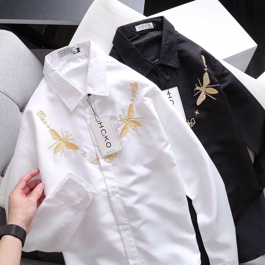 Áo sơ mi nam dài tay họa tiết thêu cao cấp