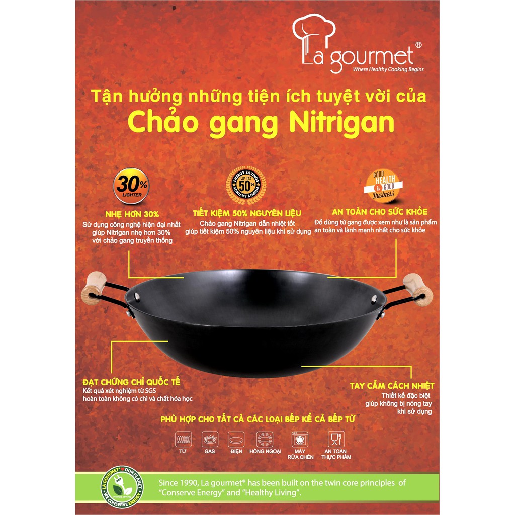 [Mã BMBAU300 giảm 7% đơn 499K] Chảo gang La gourmet Nitrigan 32cm sâu - 347688