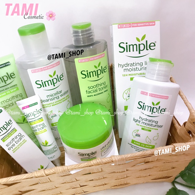 DÒNG DƯỠNG DA SIMPLE ( TONER / CLEANSING WATER / CREAM / EYE CREAM / SCRUB )