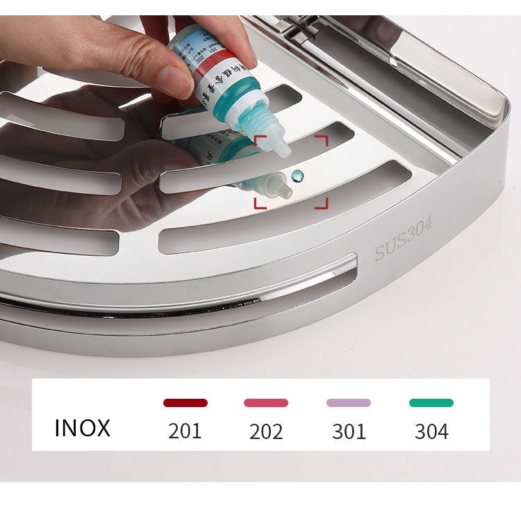 Kệ góc nhà tắm inox 304 cao cấp dán tường , Không Cần Khoan Đục, Chịu Tải Siêu Lớn Tiện Ích MKS015