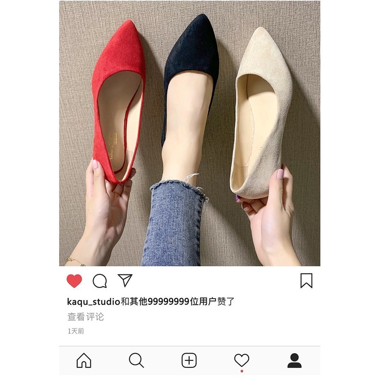Giày búp bê bằng da lộn thời trang cho nữ