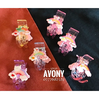 Kẹp tóc càng cua 3 răng (5 răng) trong đính icon cầu vòng