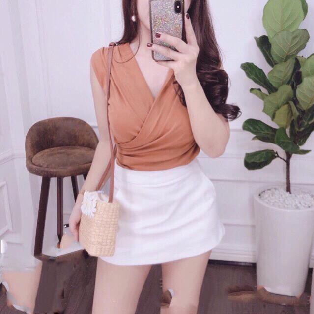 Áo Thun Lụa Sát Nách Kiểu Cổ V Đắp Chéo Gợi Cảm TTS0038 😘 🔥