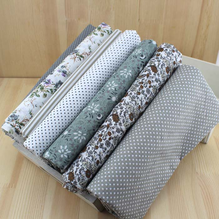 Set 7 Tấm Vải cotton Màu Xám Trơn Kích Thước 50 * 50cm Dùng Làm Đồ Thủ Công diy