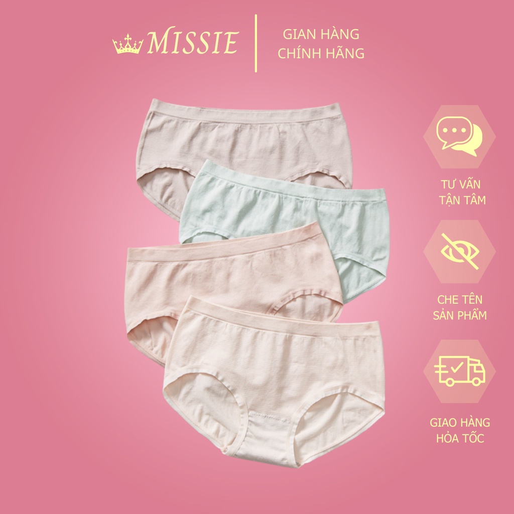 Combo 4 quần lót nữ cotton Freesize màu ngẫu nhiên siêu đáng yêu, kháng khuẩn, thấm hút khử mùi Missie Q01