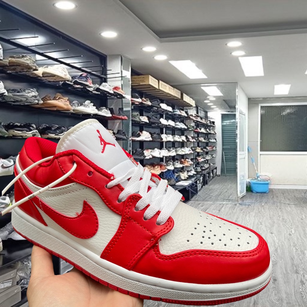 Giày thể thao Sneaker nam nữ Jordan 1 Low trắng đỏ cực hot, JD 1 Cổ Thấp Full BOX+BILL