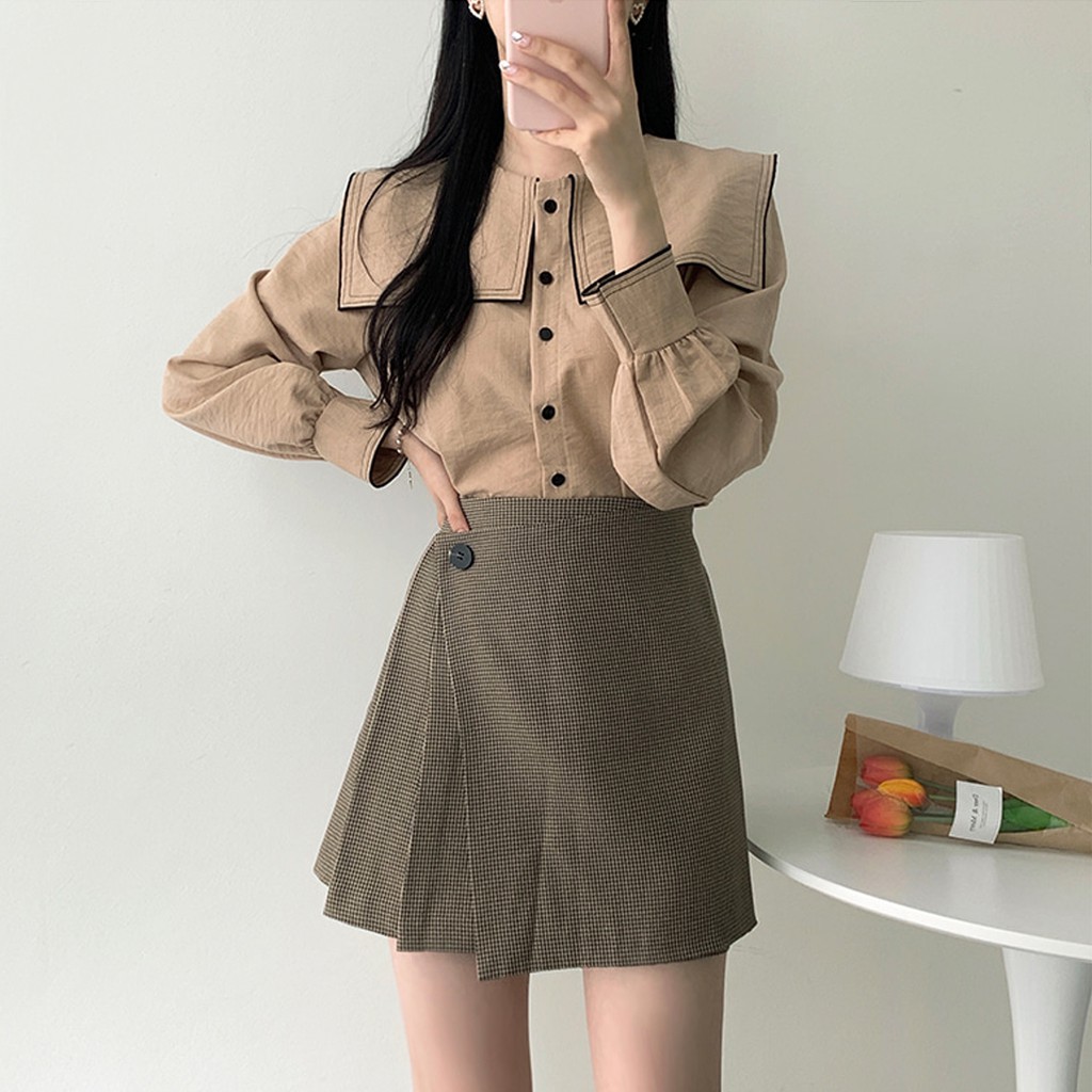 Áo babydoll cổ bèo thêu viền (hàng QC) - Ảnh thật 1000%