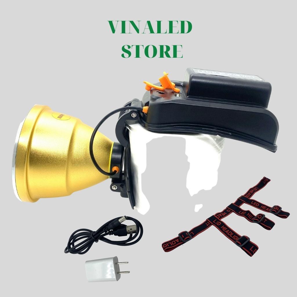 Đèn pin đội đầu siêu sáng K600 đèn có báo pin, cổng USB chóa lớn 10cm, 6 pin siêu khủng sáng liên tục 16h
