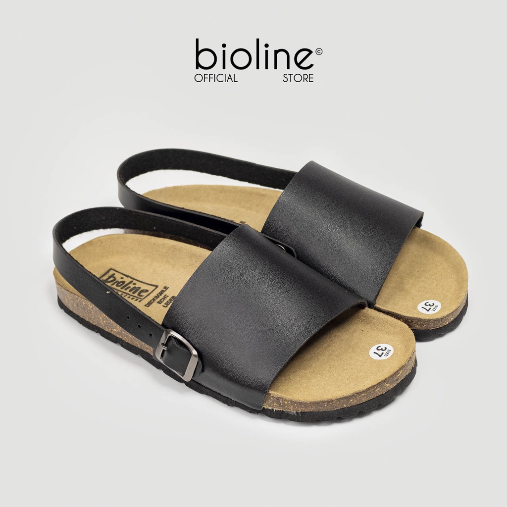 D22-Giày sandals da bò thật Full Grain nam nữ, đế trấu, quai hậu học sinh chính hãng Bioline Birken