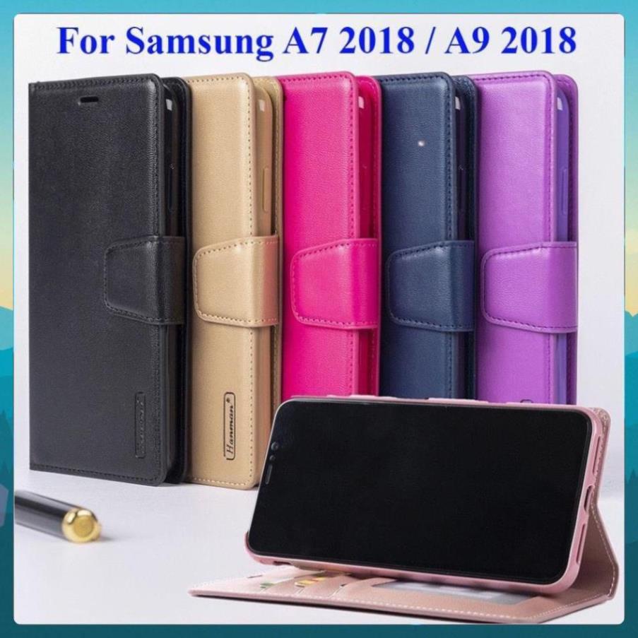 [FreeShip] Bao da Samsung Galaxy A7 2018 (A750) / A9 2018 (A950) dạng ví hiệu Hanman, ngăn đựng thẻ 