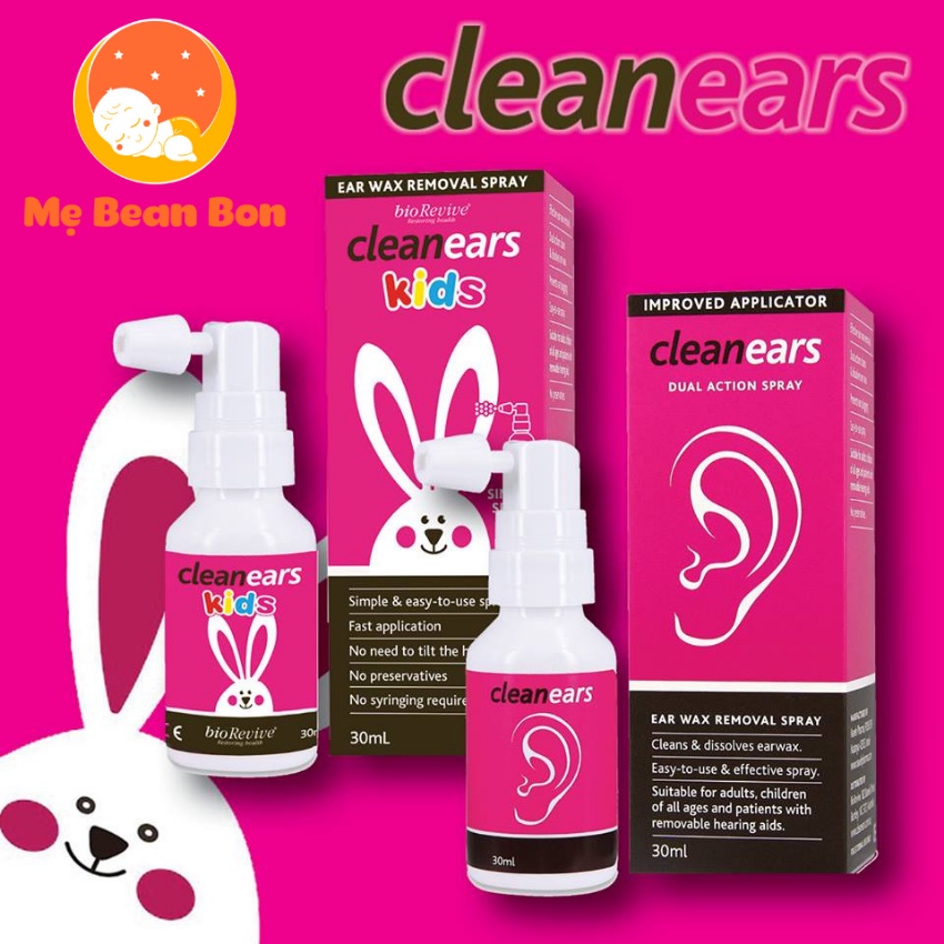 Xịt ráy tai Clean Ears Kids của Úc 30ml cho bé giúp lấy ráy tai làm tan ráy tai hiệu quả cho bé từ 2 tháng tuổi trở lên