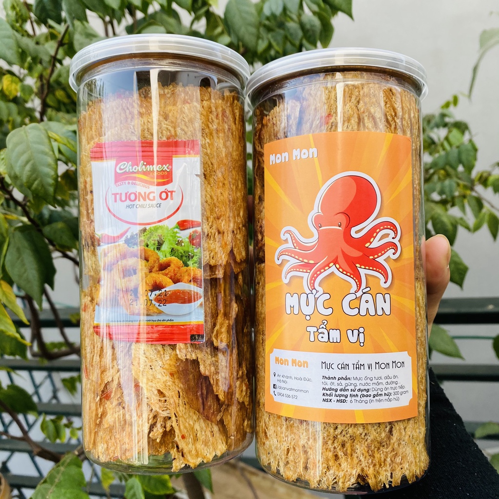 MỰC CÁN TẨM VỊ - 300gr Hũ Pet - Monmon Food - Đồ Ăn Vặt Hà Nội