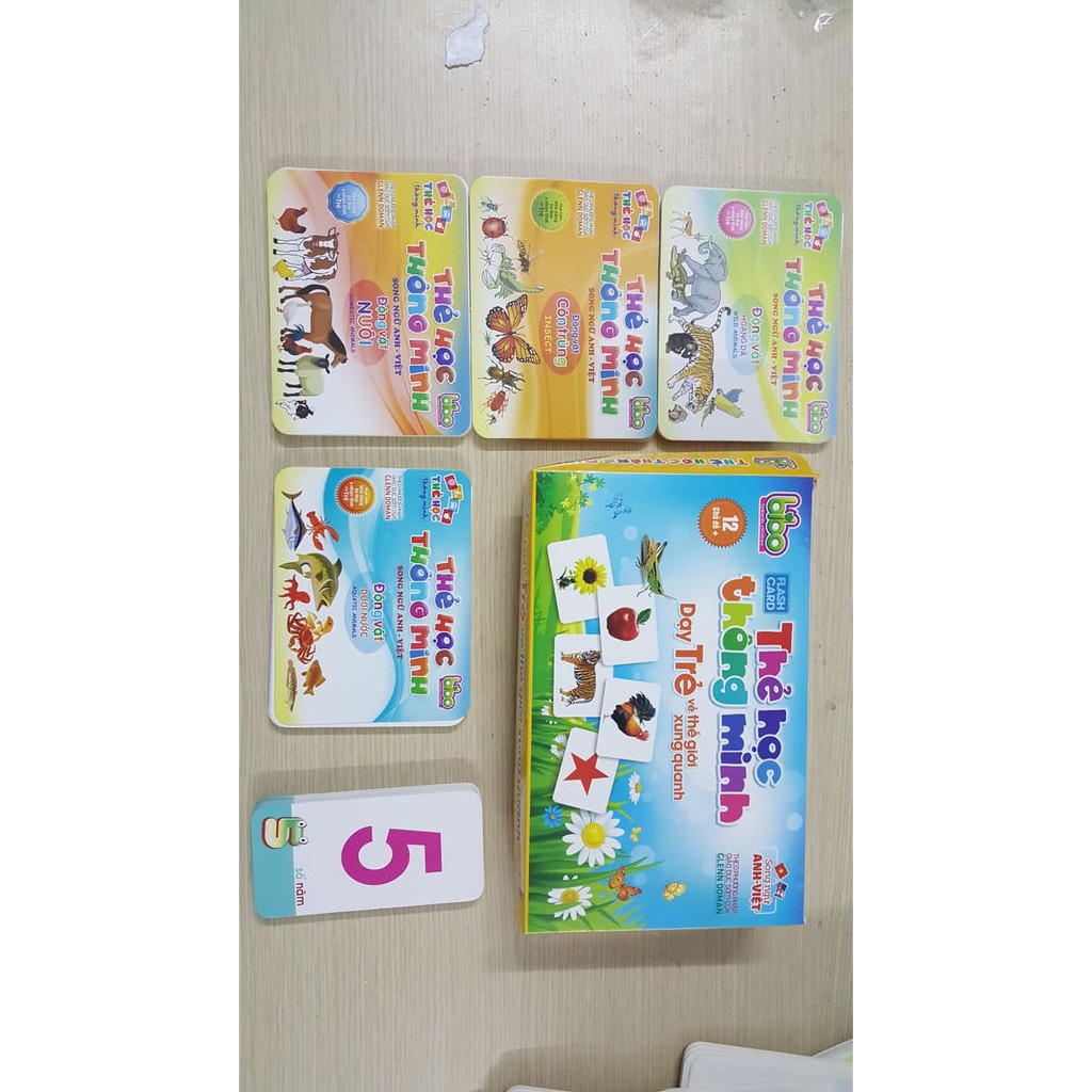 Thẻ học thông minh cho bé FREESHIP Bộ thẻ 12 chủ đề cho bé loại to tặng kèm bộ chữ cái và số (270 thẻ)