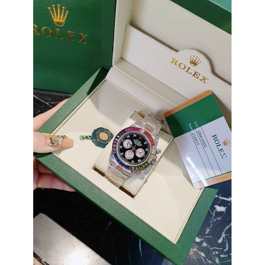 Đồng hồ đeo tay nam, đồng hồ nam ROLEX chính hãng full box cao cấp, 6 kim siêu đẹp, máy cơ Automatic, viền đá cực sang
