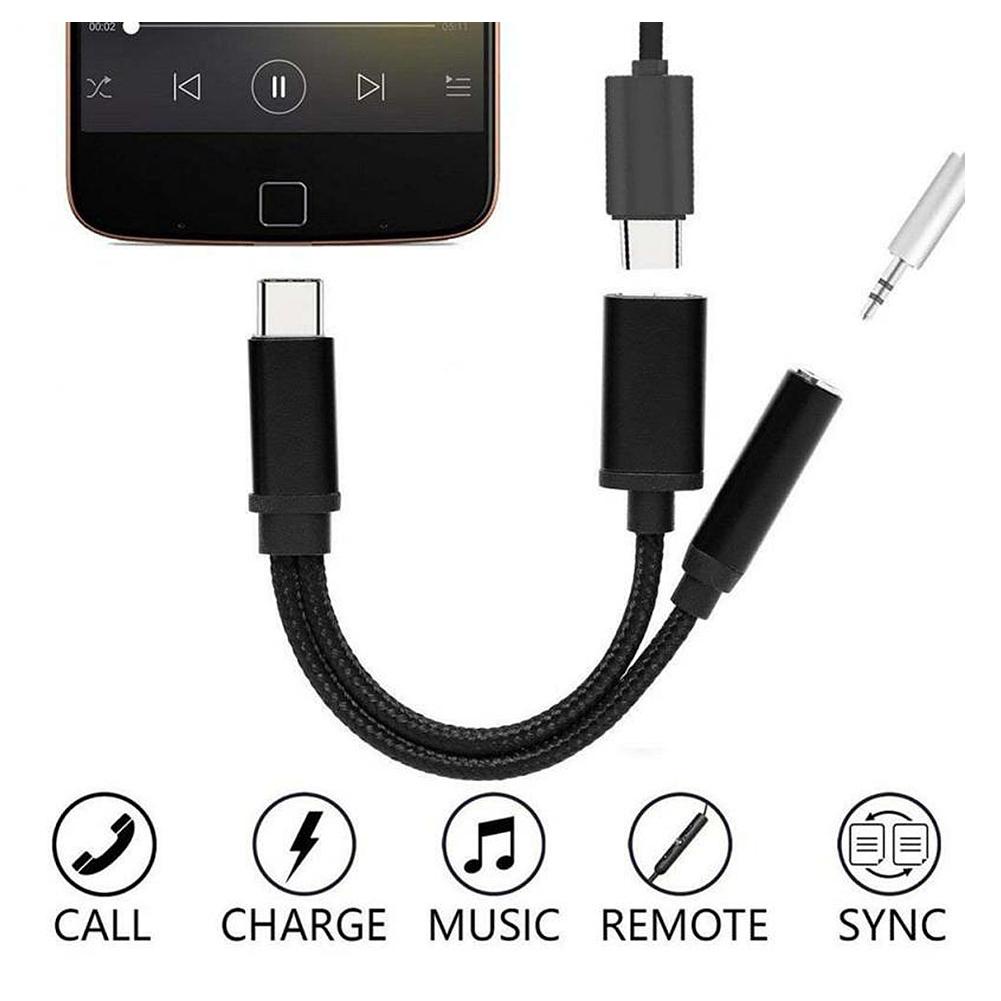 |P00312991|-Bộ sạc 2 trong 1-Type-C sang Tai nghe USB C Jack cắm âm thanh-Bộ chuyển đổi đầu nối cáp cho Mobile SD