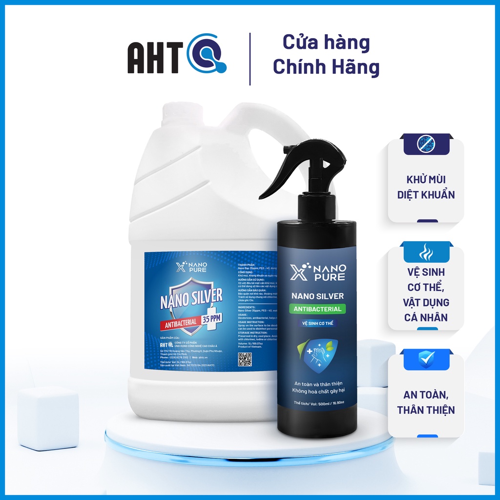 Chai xịt nano bạc Nano Xpure - khử mùi, vệ sinh, tạo hương thơm (combo 2 chai 500ml)