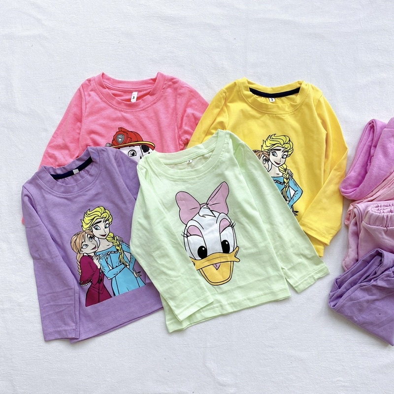 Set 2 bộ ngẫu nhiên áo cotton quần nỉ cho bé gái rất đẹp size từ 10-24 cân