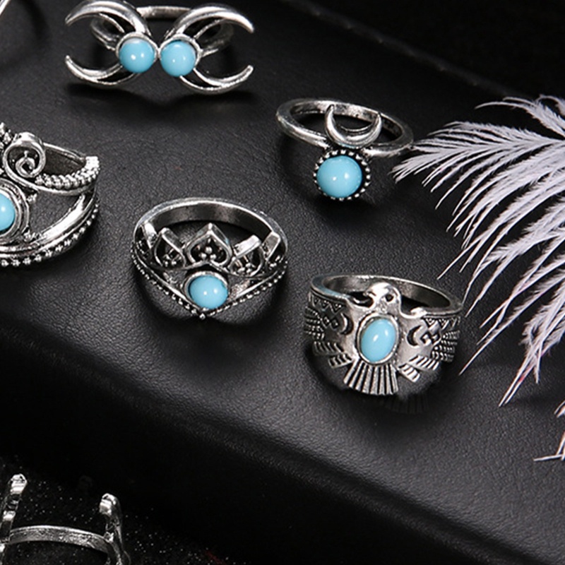 Set 11 Nhẫn Đính Đá Mắt Mèo Thời Trang Cho Nữ