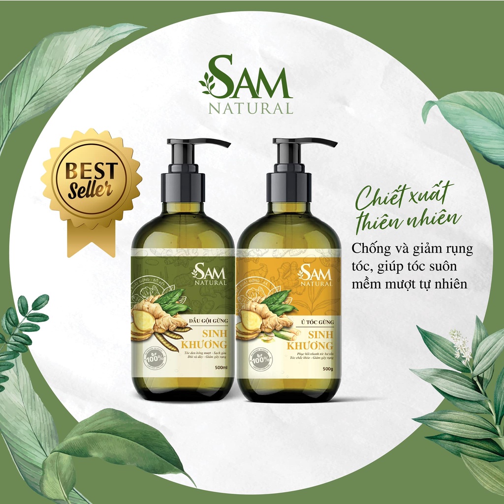 Bộ Gội ủ gừng Sinh Khương Sam Natural Phục Hồi Tóc Hư Tổn 500ML