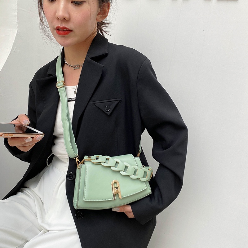 Túi xách IELGY đeo dưới cánh tay chéo người hình vuông nhỏ kết cấu kiểu thời trang phương Tây