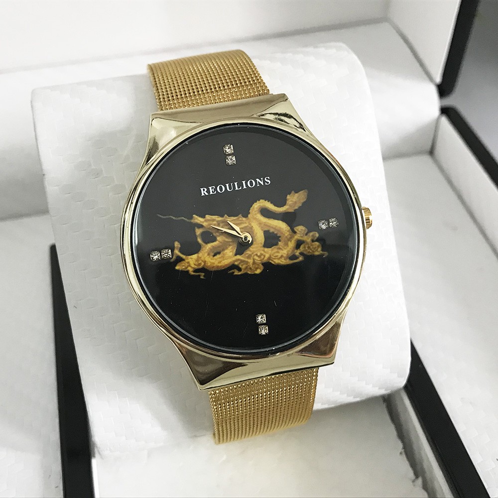 (FULL BOX) Đồng Hồ Nam Mặt Rồng REOULIONS Dây Thép mành Phiên Bản Doanh Nhân + Hộp và pin cao cấp | BigBuy360 - bigbuy360.vn