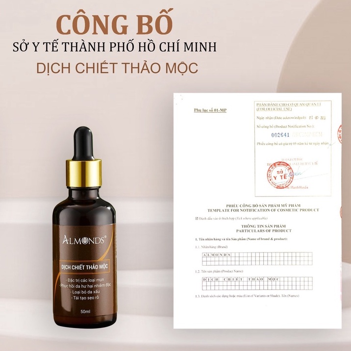 Dịch chiết ALMONDS dành cho da mụn, sẹo rỗ 50ml