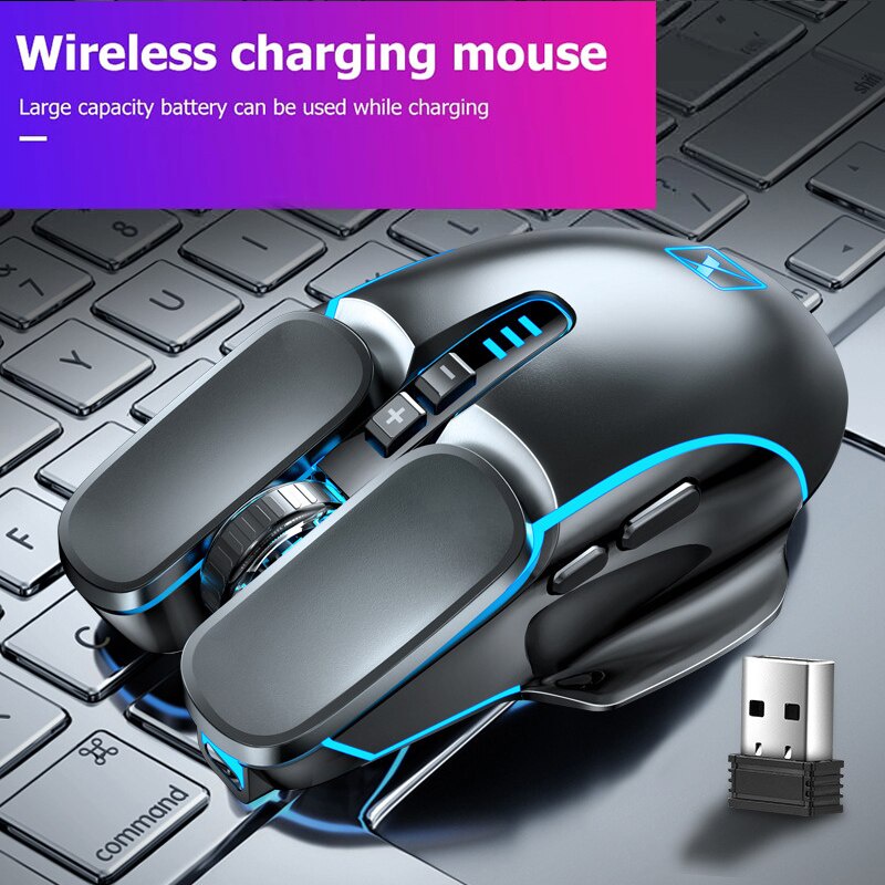 Chuột chơi game không dây 2400 Dpi 6 nút có đèn LED Rgb chất lượng cao