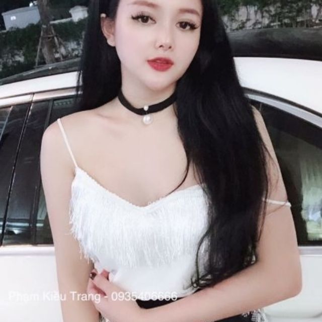 Áo 2 dây cổ tim tua rua cực sang chảnh vải vôn siêu đẹp | BigBuy360 - bigbuy360.vn