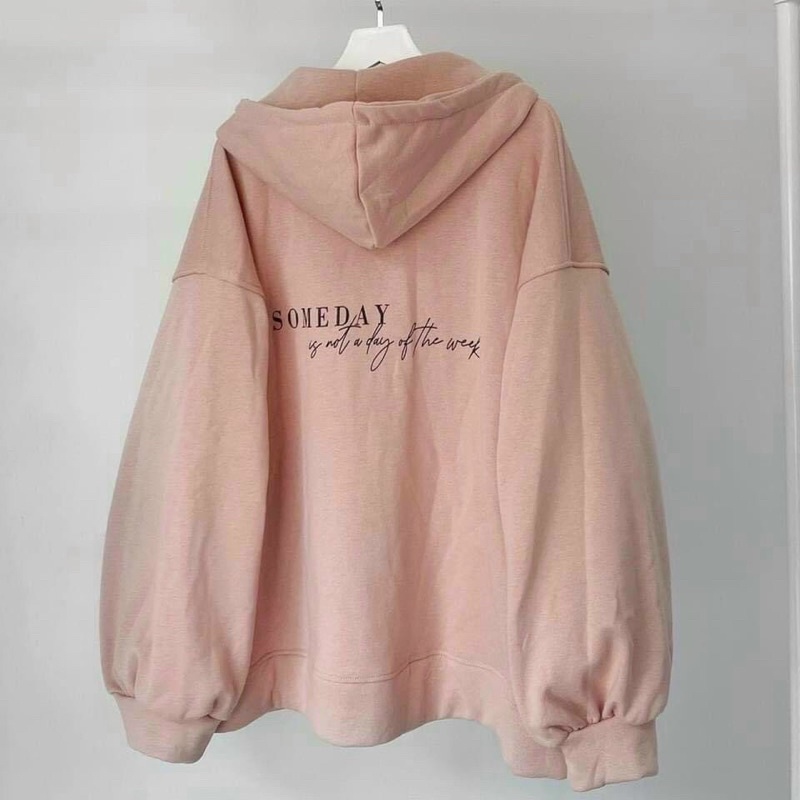 áo hoodie nỉ ngoại form rộng tay phồng có nón, phong cách hàn quốc FEESIZE