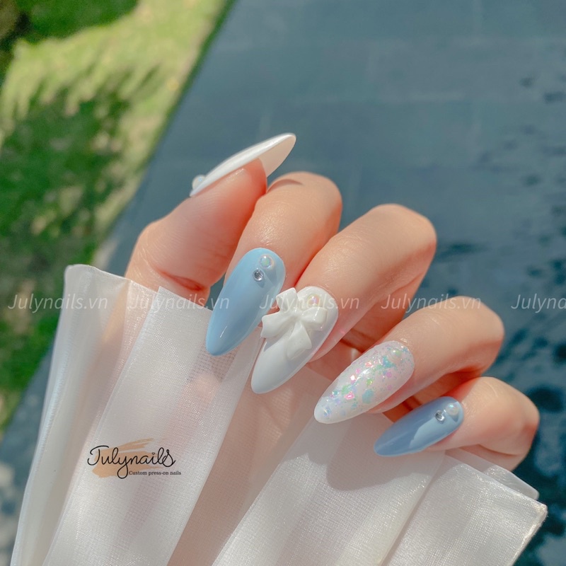 móng úp giả thiết kế đính nơ nb008 julynails.vn