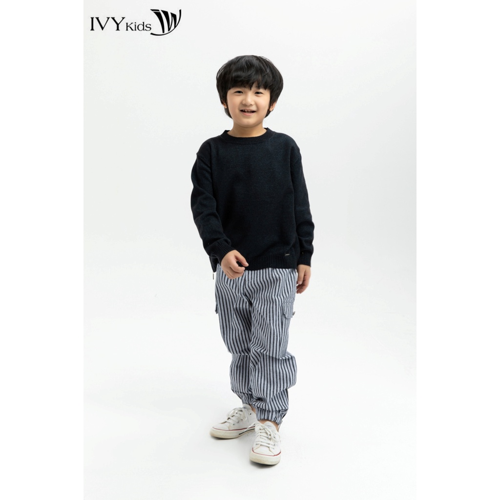 Áo len dây kéo khóa bên gấu bé trai IVY moda MS 58K0773