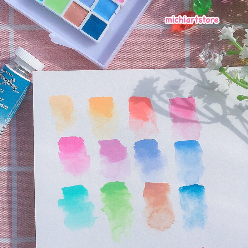 [Michi Art Store] Màu nước White Nights tông pastel 12 màu pocket 0,5ml, 1ml hạng hoạ sĩ xuất xứ Nga