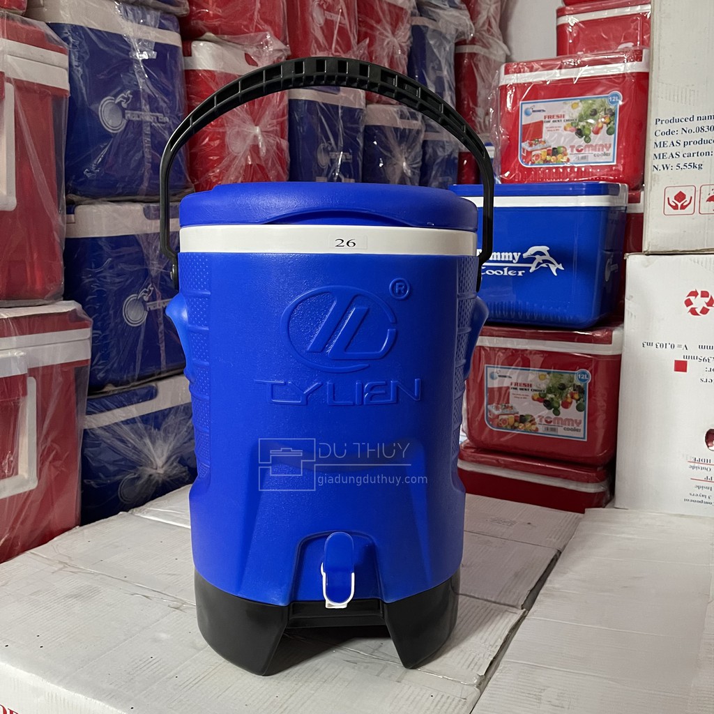 Thùng đá tròn có vòi, quai xách, dung tích 8l, giữ lạnh 3 ngày super cool, nhựa chính phẩm an toàn, thương hiệu Tý Liên