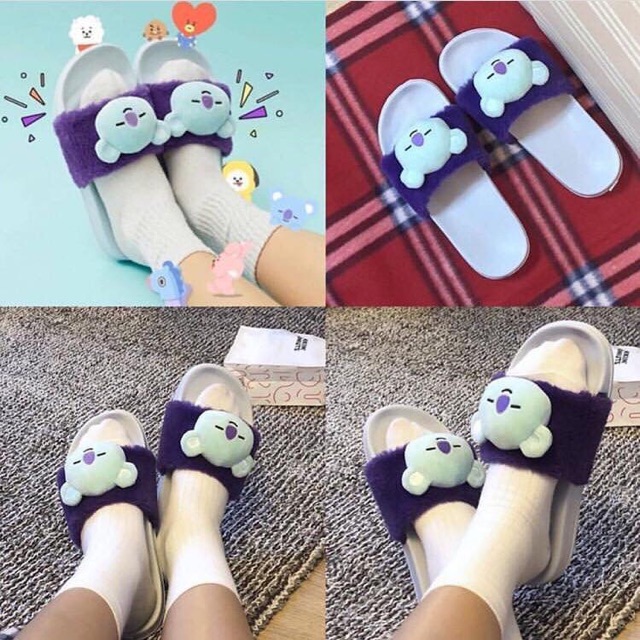 Dép đầu bông BT21, BT21 doll slipper , ver 3 hàng off