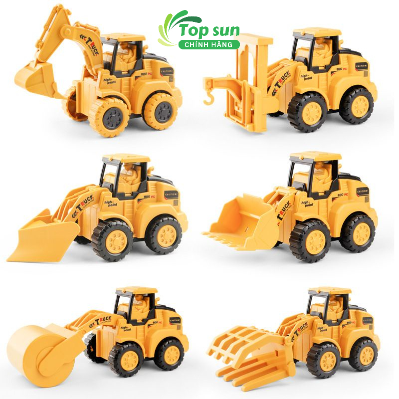 Bộ 6 Xe Công Trường Xây Dựng, Mô Hình Đồ Chơi, Tự Lên Cót Chạy Tự Động Siêu Bền, Oto Trẻ Em Nhiều Mẫu Mã