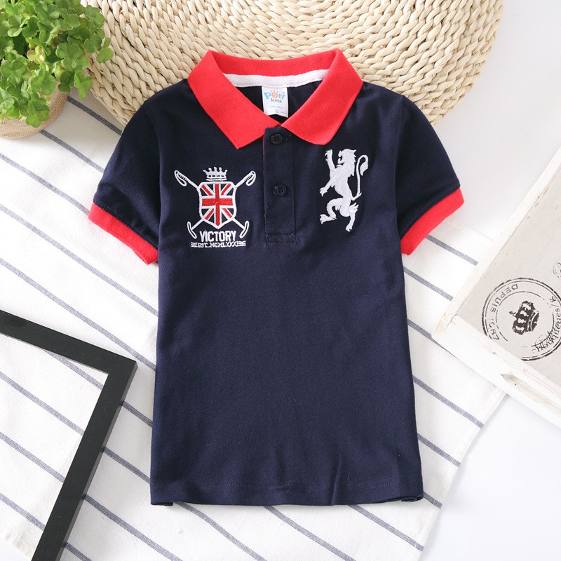 Áo bé trai polo chàng trai áo thun trẻ em Cotton nguyên chât áo thun 3-16tuổi Đồng phục