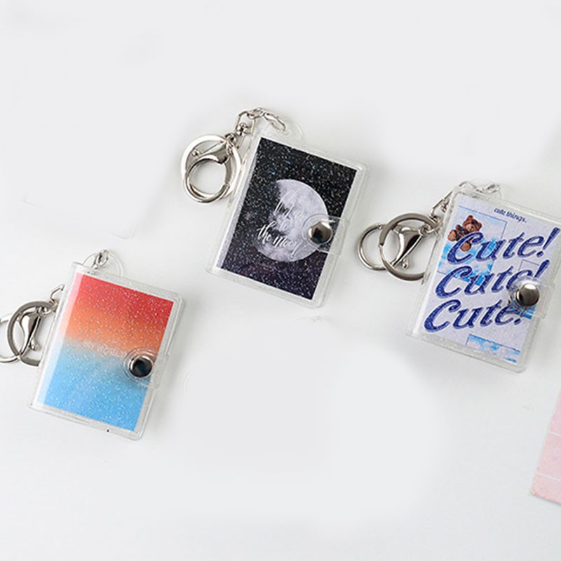 Album đựng ảnh mini bìa trong suốt kích thước 2 inch kèm móc khóa dễ thương