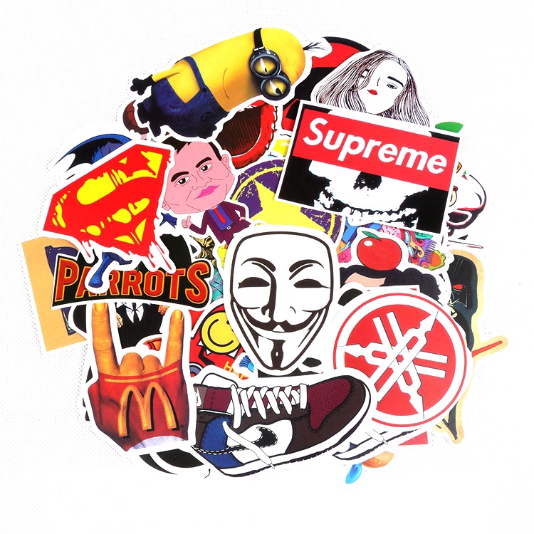 50 nhãn dán graffiti hoạt hình cổ điển trang trí xe máy/ ô tô/vali/laptop/ván trượt
