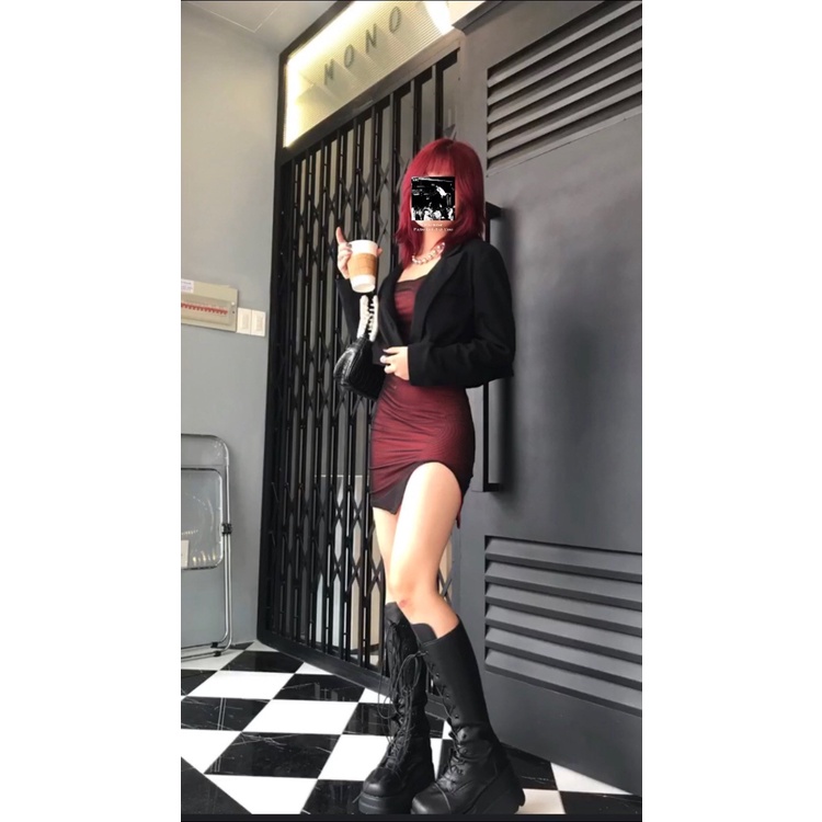 HIGH BOOT - GIÀY BỐT ĐEN ĐẾ CAO BUỘC DÂY THỜI TRANG