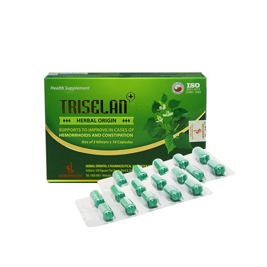 Viên uống hỗ trợ điều trị bênh Trĩ và suy giãn tĩnh mạch TRISELAN+ (3 vỉ x 10 viên)