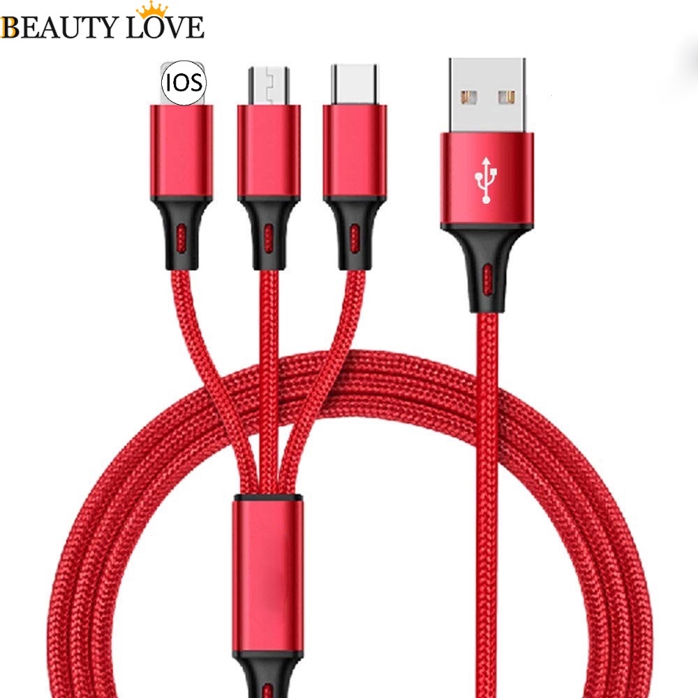 Cáp Sạc Lightning USB Android Micro USB Type-C 3 Trong 1 Cho Điện Thoại iphone