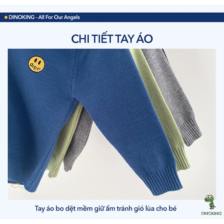 Áo len bé trai bé gái DINOKING Áo len cho bé phong cách Hàn Quốc hàng xuất dư xịn mềm mại dày dặn trẻ em 2 - 8 tuổi AL03